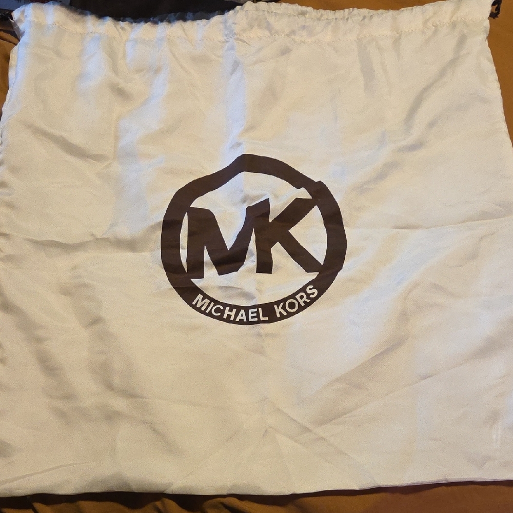 Michael Kors White and Brown Logo Dust Bag